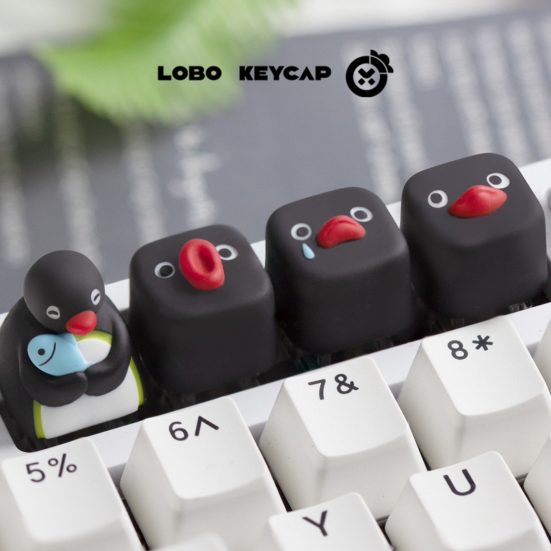 귀여운 펭귄 이미지 핑구 시리즈 맞춤형 기계식 키보드  - Keycap Artisan Anime 리뷰 및 가격